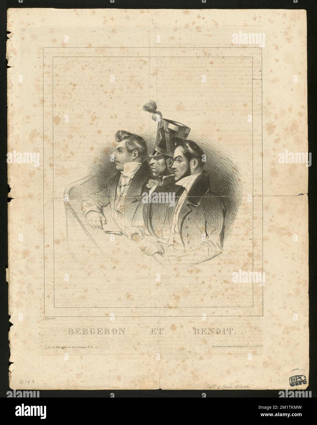 Bergeron et Benoit , journalistes, révolutionnaires, Bergeron, Louis, 1811-1890. Honoré Daumier (1808-1879). Lithographies Banque D'Images