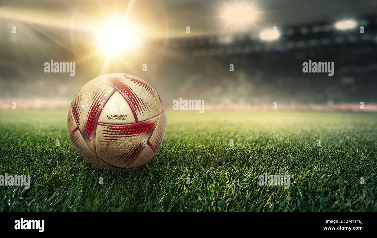 Karachi, Pakistan 13 décembre la coupe du monde de la Fifa avec la finale du ballon Al Hilm a utilisé le football. 3d illustration du rendu Banque D'Images