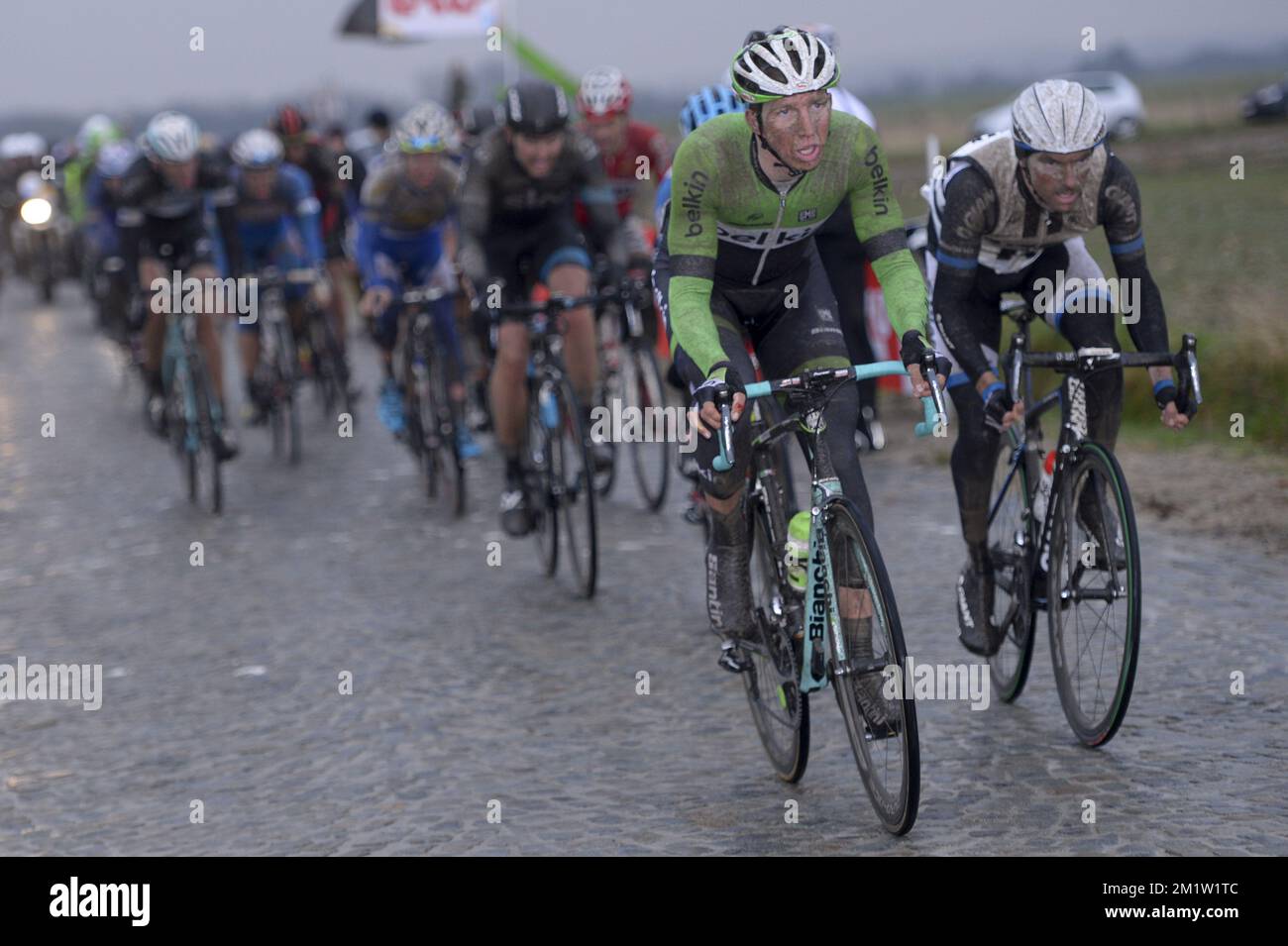 Belge Sep Vanmarcke de Belkin Pro Cycling Team l'édition 69th de la course Omloop Het Nieuwsblad, samedi 01 mars 2014, à Gand. Banque D'Images