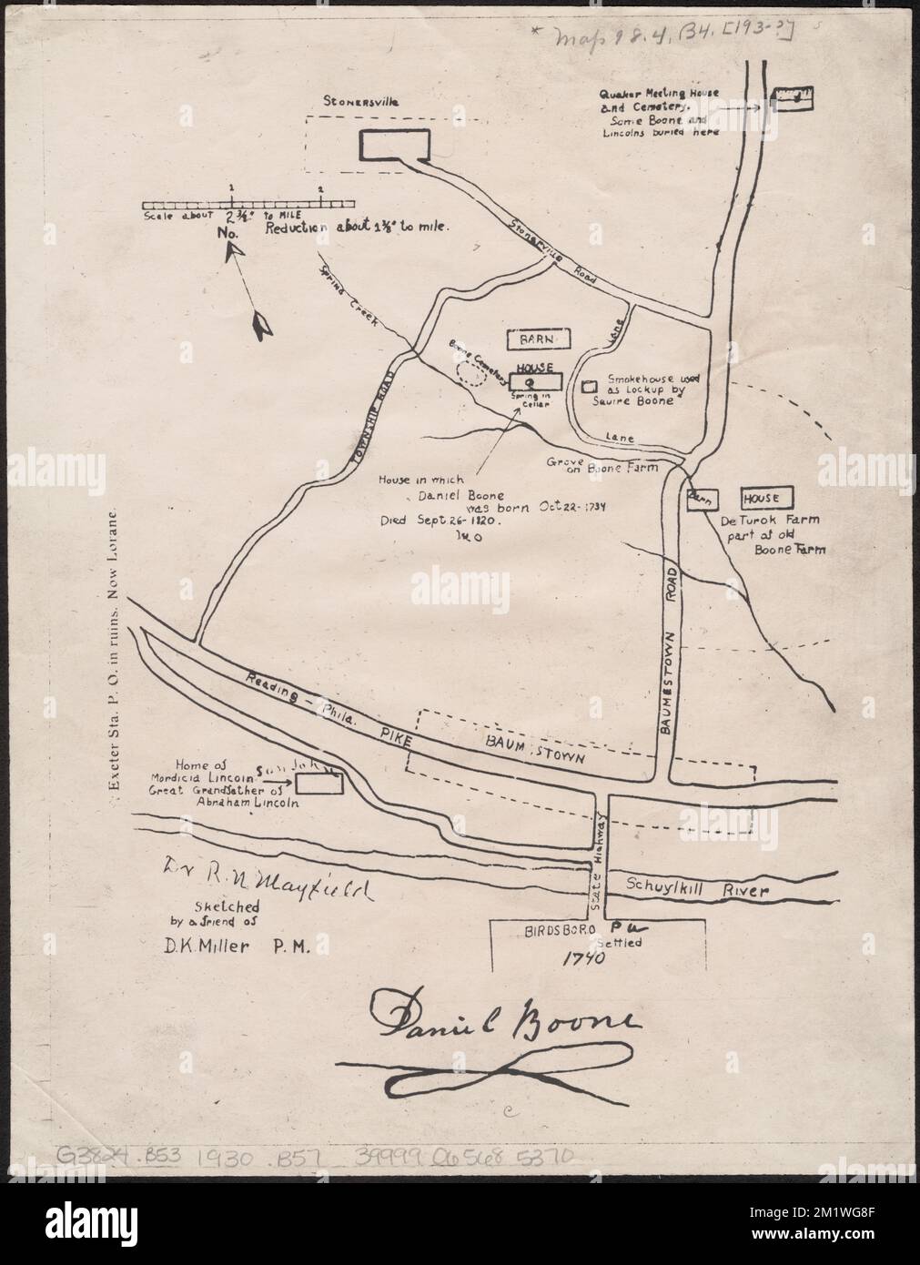 Birdsboro, Pennsylvanie : Établi 1740 , Birdsboro Pa., cartes, Boone, Daniel, 1734-1820 Collection du Centre de cartes Norman B. Leventhal Banque D'Images