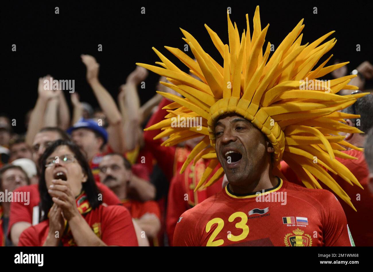 20141013 - ZENICA, BOSNIE-HERZÉGOVINE: Les fans photographiés lors d'un match de qualification Euro 2016 entre l'équipe nationale belge de football Red Devils et Bosnie-Herzégovine au stade Bilino Polje, lundi 13 octobre 2014, à Zenica, Bosnie-Herzégovine. BELGA PHOTO DIRK WAEM Banque D'Images
