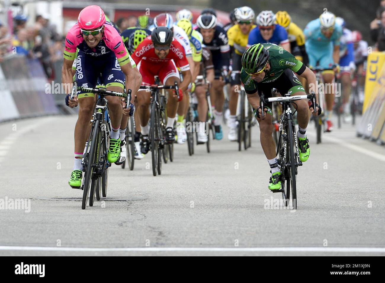 Davide Cimolai italien de LampreMerida et Bryan Coquard français de