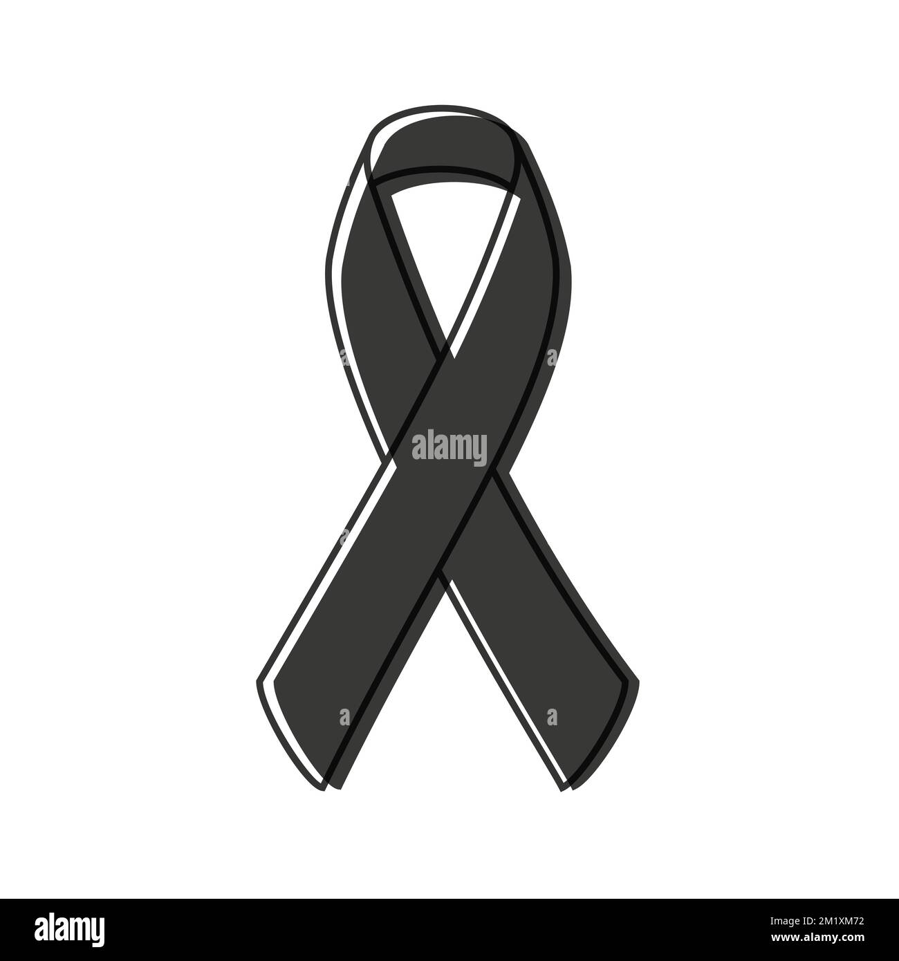 Ruban de sensibilisation. Contour noir. Couleur noire. Illustration vectorielle, conception plate Illustration de Vecteur