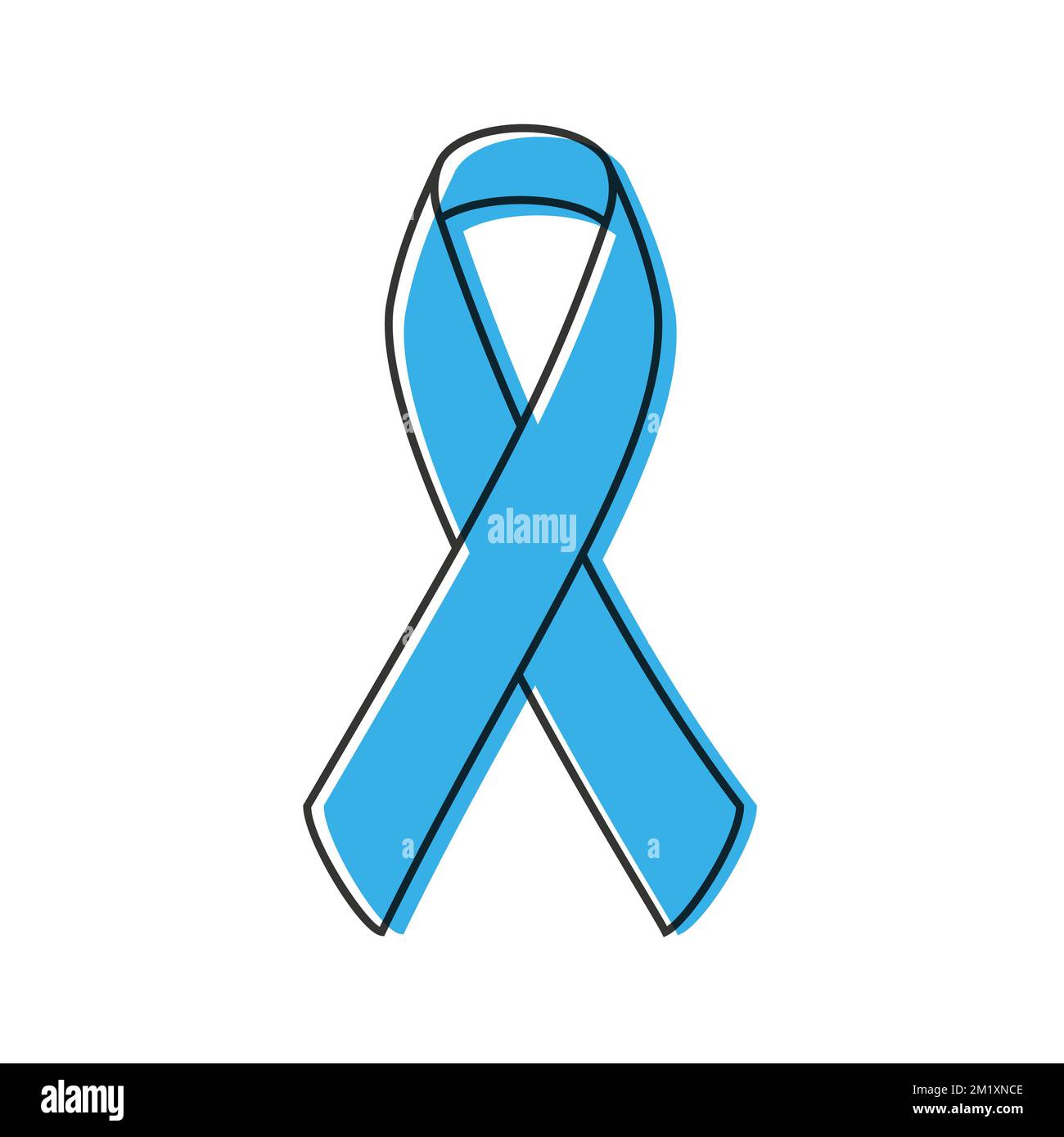 Ruban de sensibilisation. Contour noir. Couleur bleue. Illustration vectorielle, conception plate Illustration de Vecteur