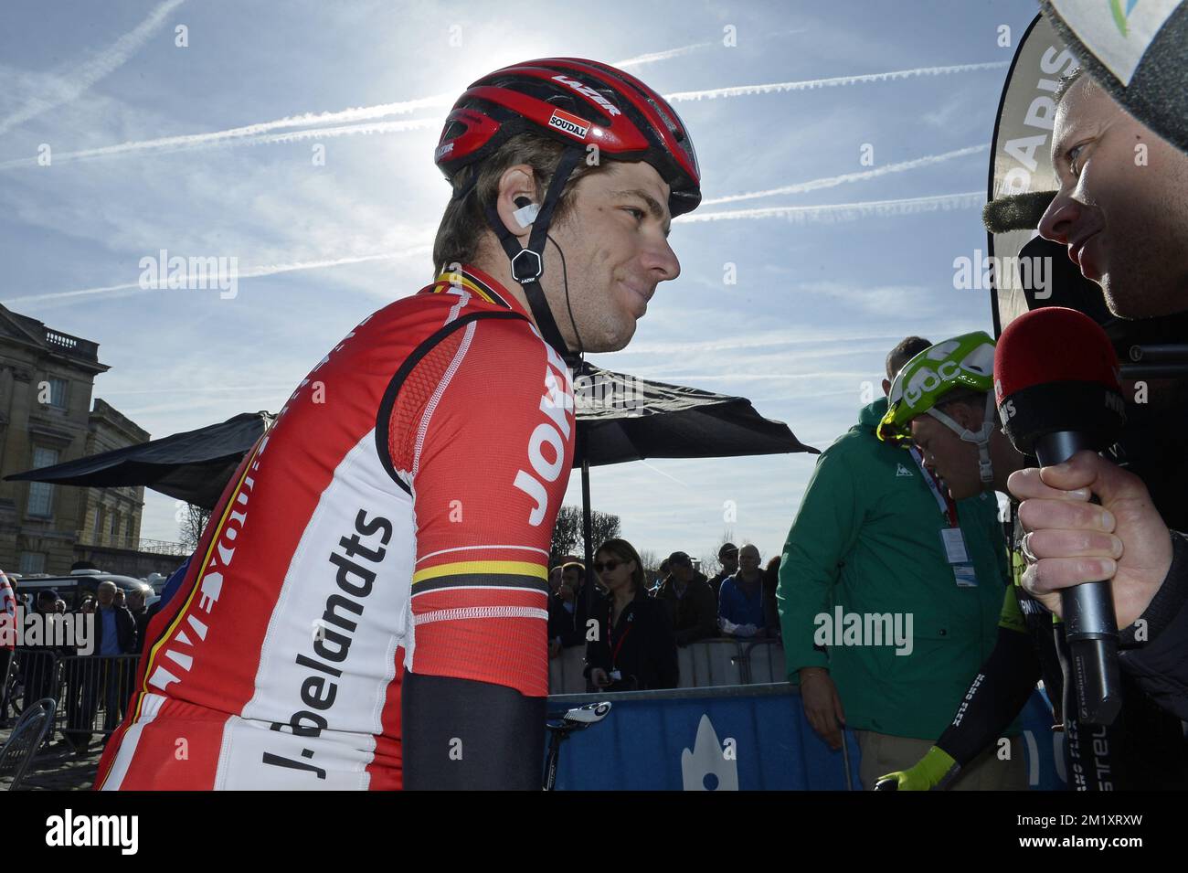 Jurgen Roelandts Belges de Lotto - Soudal photographié au début de la course cycliste d'une journée 'Paris-Roubaix', à 253,5 km de Compiègne au Vélodrome de Roubaix, dimanche 12 avril 2015. Banque D'Images