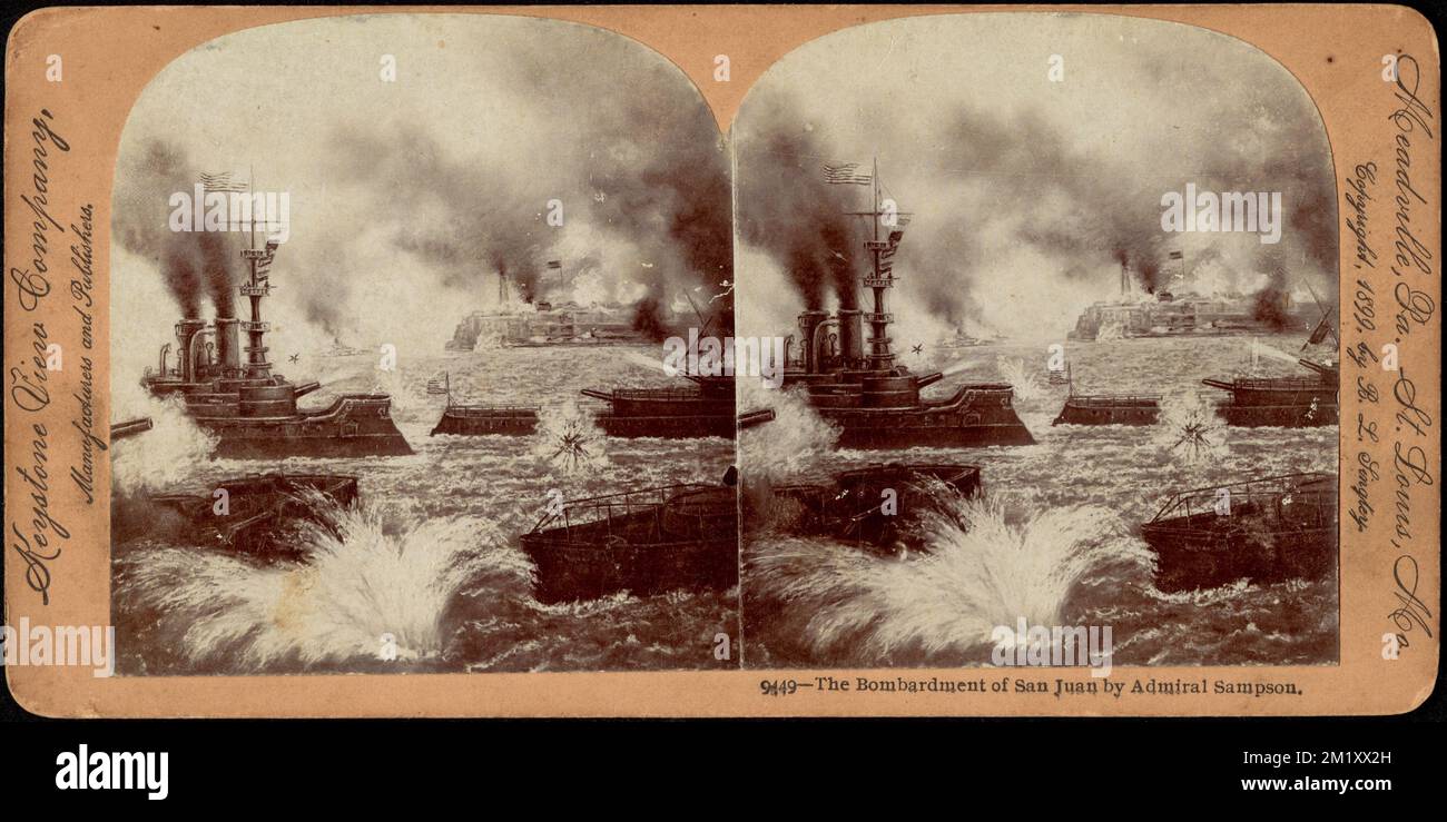 Le bombardement de San Juan par l'amiral Sampson , bombardement, navires de guerre, guerre navale, guerre hispano-américaine, 1898 Banque D'Images