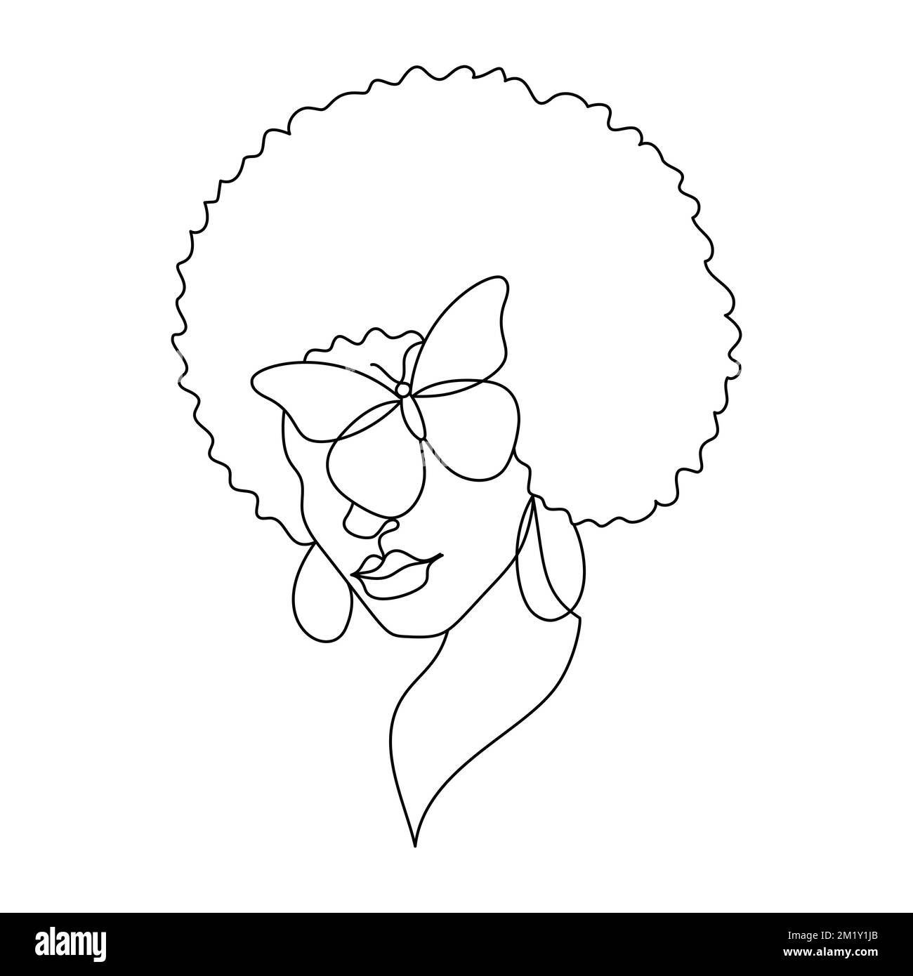 Visage d'une femme afro dans un style linéaire. Illustration de Vecteur