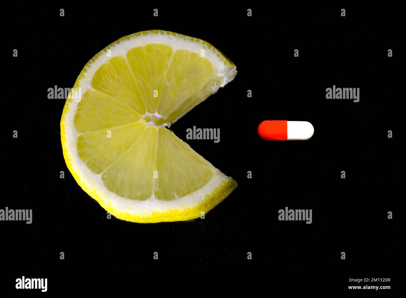 un coin de citron qui simule le célèbre jeu vidéo Banque D'Images
