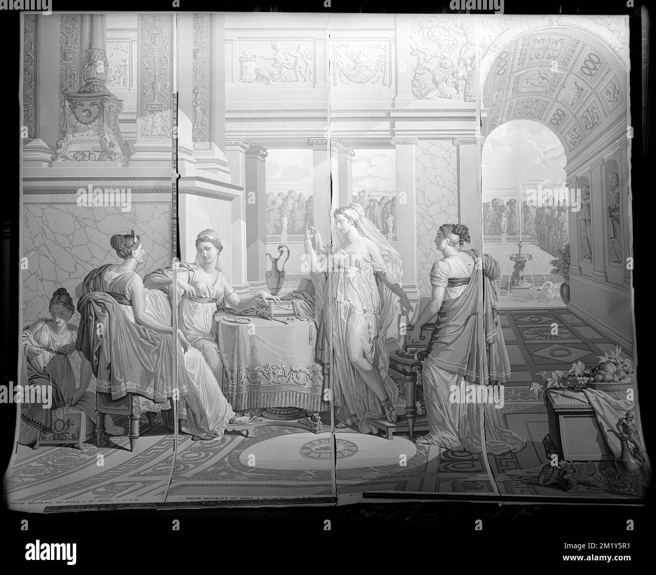 Boston, 40 Beacon Street, détail intérieur, maison Daniel P. Parker , Fonds d'écran, Parker, Daniel, 1781-. Collection de négatifs sur plaque de verre de Frank cousins Banque D'Images