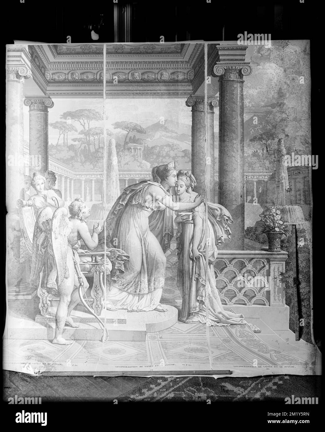 Boston, 40 Beacon Street, détail intérieur, maison Daniel P. Parker , Fonds d'écran, Parker, Daniel, 1781-. Collection de négatifs sur plaque de verre de Frank cousins Banque D'Images