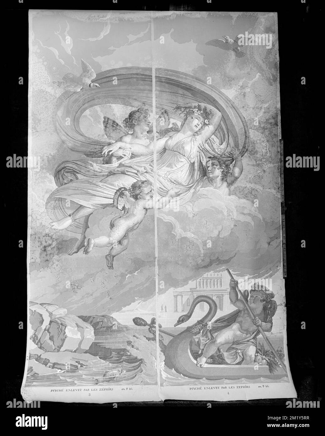 Boston, 40 Beacon Street, détail intérieur, maison Daniel P. Parker , Fonds d'écran, Parker, Daniel, 1781-. Collection de négatifs sur plaque de verre de Frank cousins Banque D'Images