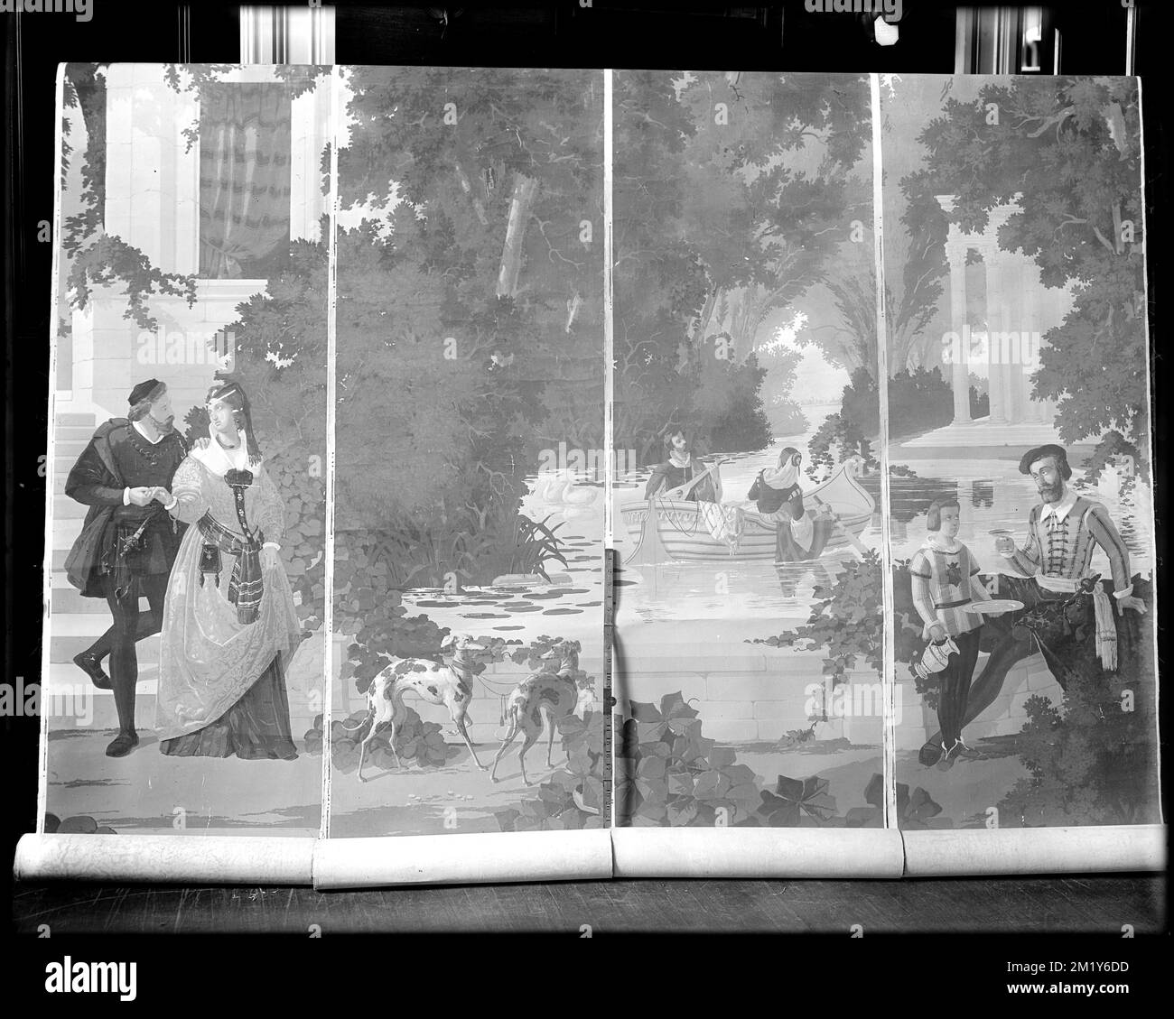 Boston, 40 Beacon Street, détails intérieurs, papier peint, Fonds d'écran. Collection de négatifs sur plaque de verre de Frank cousins Banque D'Images