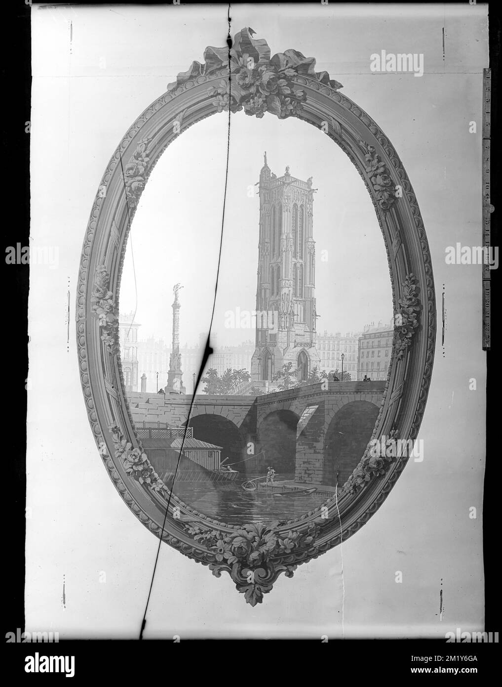 Boston, 40 Beacon Street, détails intérieurs, papier peint, français , Fonds d'écran. Collection de négatifs sur plaque de verre de Frank cousins Banque D'Images