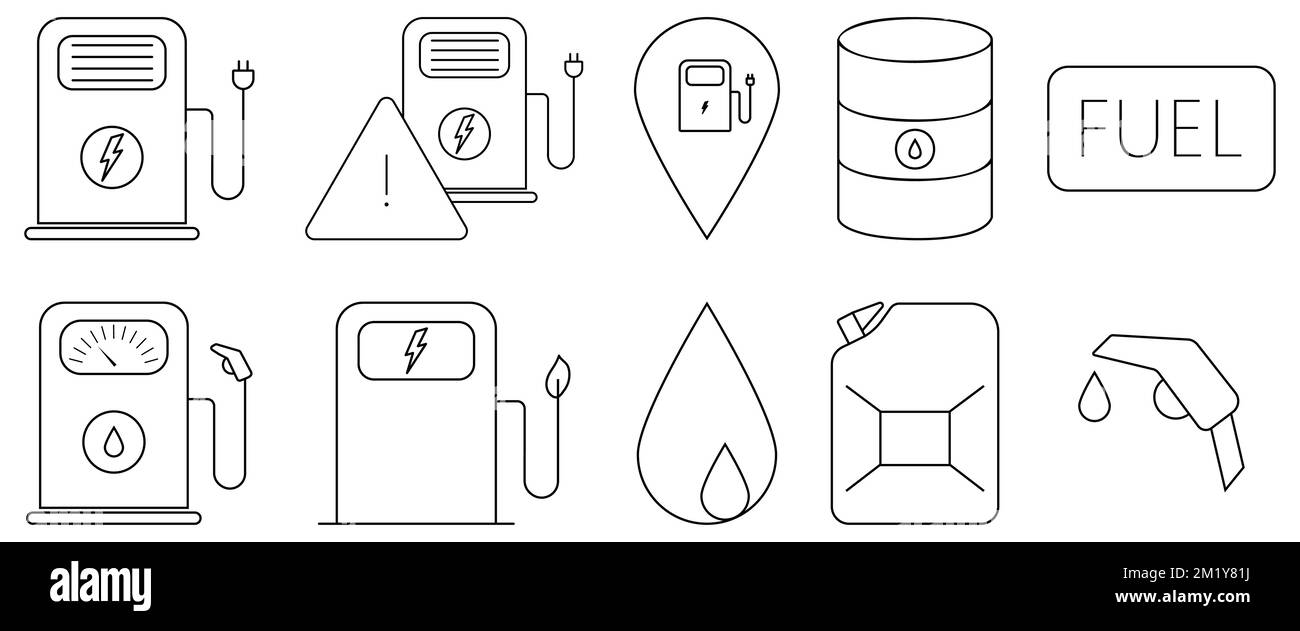 Ensemble d'icônes de station-service. Illustration vectorielle isolée sur fond blanc Illustration de Vecteur