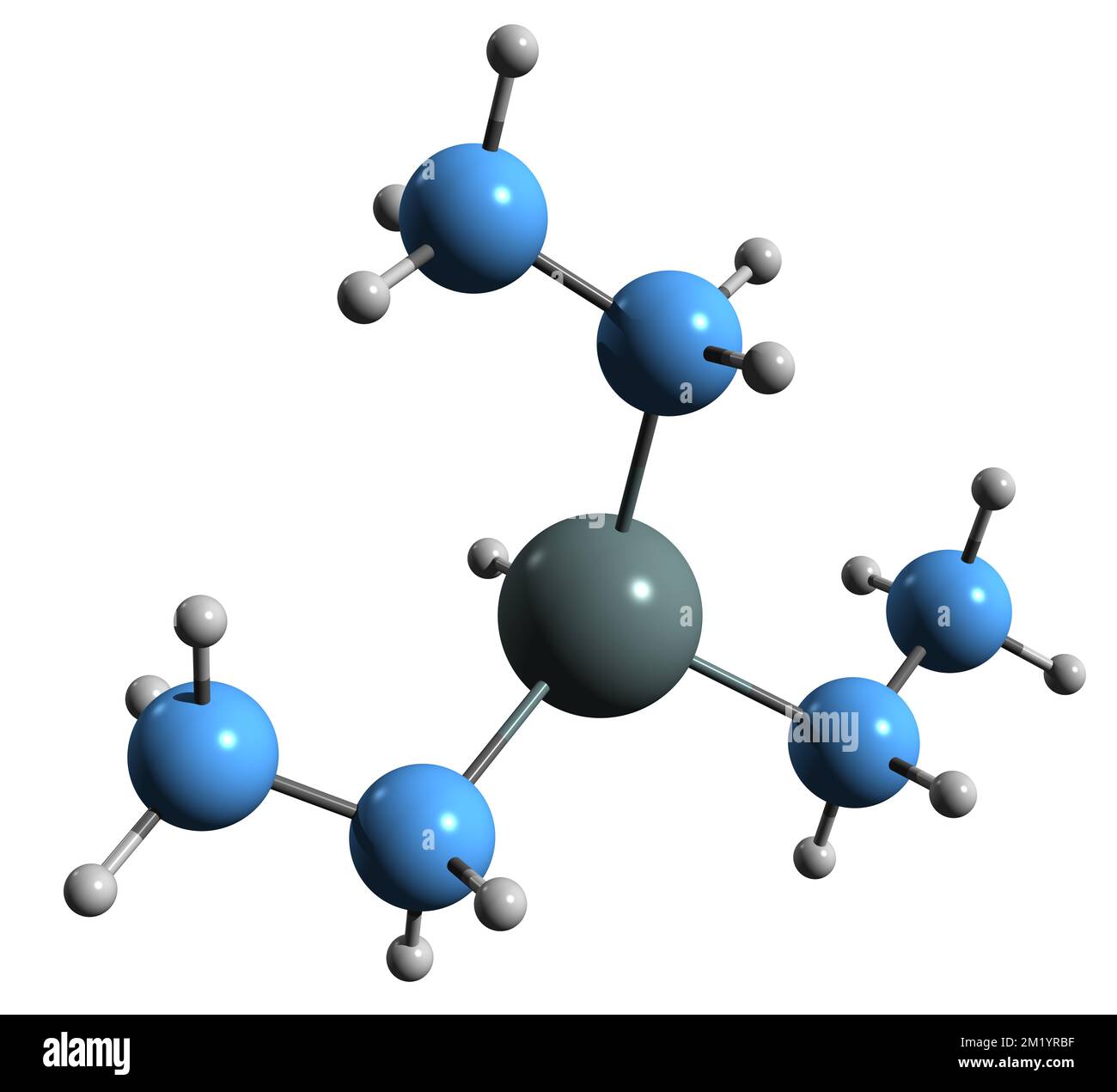 3D image de la formule squelettique de Triethyltin - structure chimique moléculaire de la substance cancérigène isolée sur fond blanc Banque D'Images
