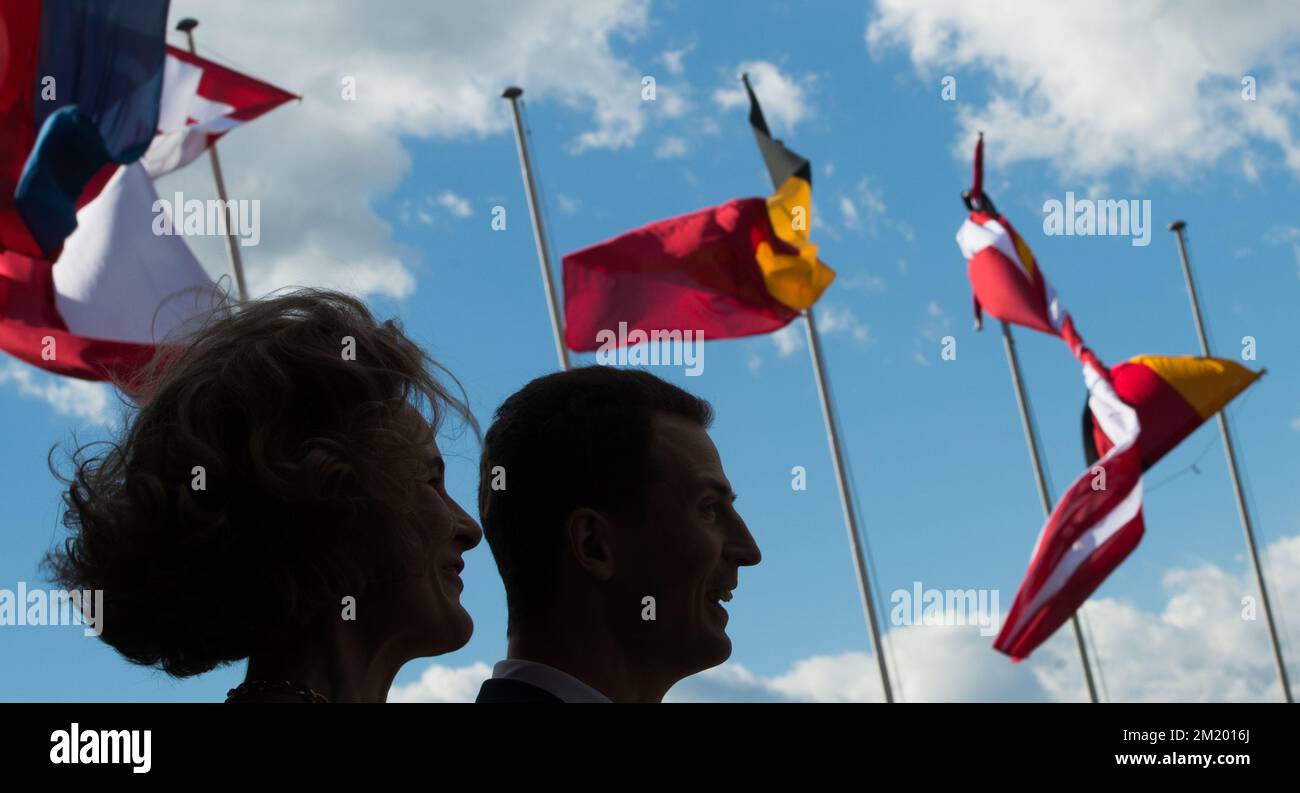 20150917 - VADUZ, LIECHTENSTEIN: Princesse héréditaire du Liechtenstein, Sophie et prince héréditaire du Liechtenstein, Alois photographié à la réunion annuelle des chefs d'État des pays germanophones, à Vaduz, Liechtenstein. Jeudi 17 septembre 2015. BELGA PHOTO BENOIT DOPPAGNE Banque D'Images