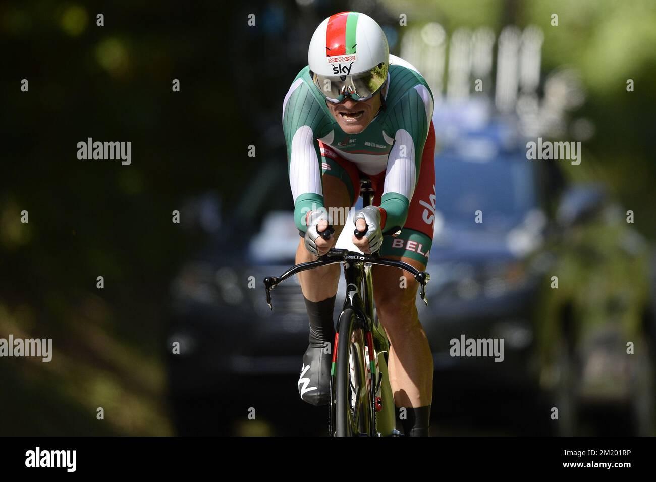 20150923 - RICHMOND, ÉTATS-UNIS: Biélorusse Vasil Kiryienka de Team Sky photographié en action pendant la course d'élite masculine aux championnats du monde de cyclisme sur route UCI à Richmond, Virginie, États-Unis, le mercredi 23 septembre 2015. Banque D'Images