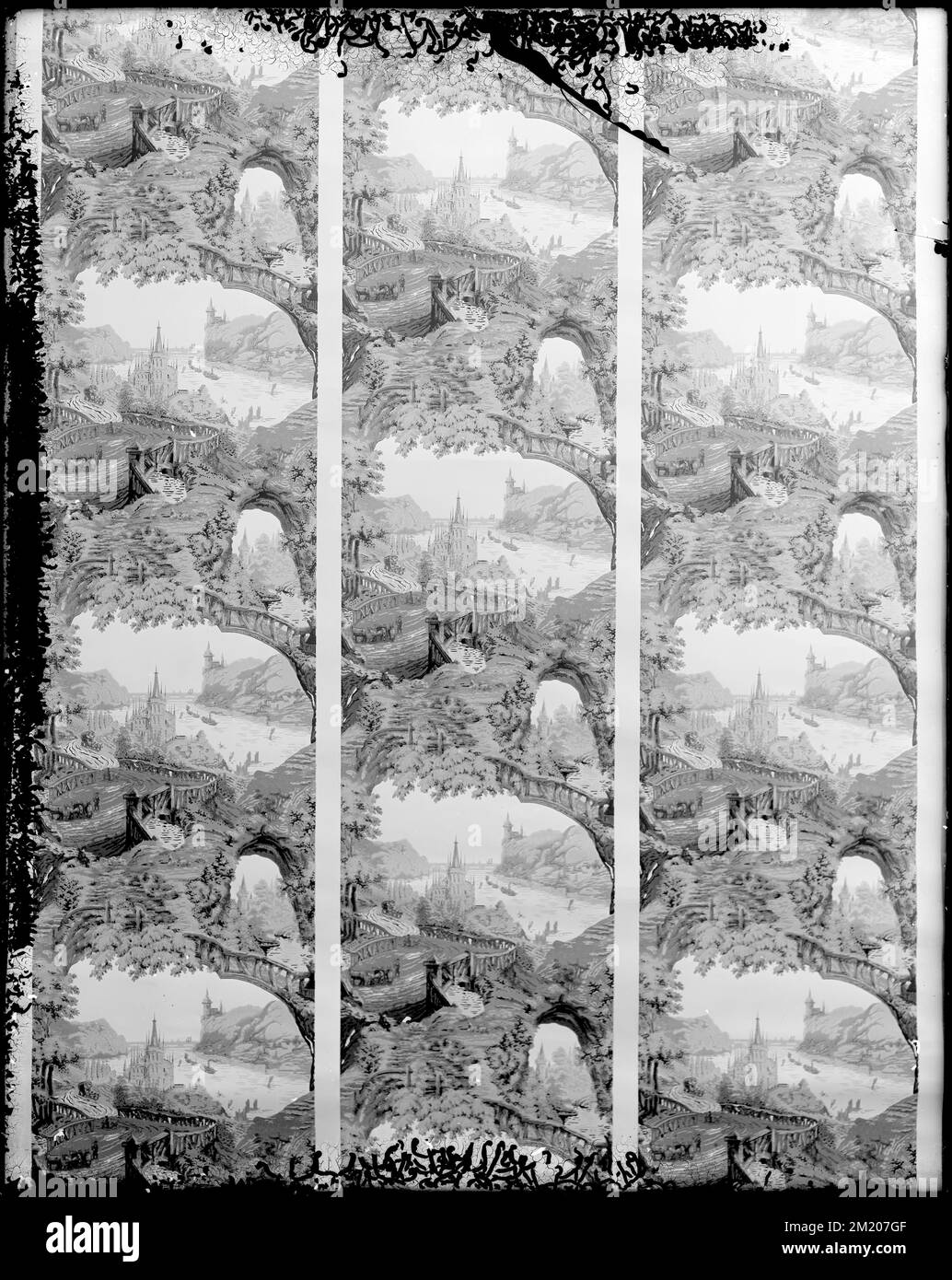 Boxford, maison Henry Kilham, détail intérieur, papier peint , Maisons, Intérieur, Fonds d'écran. Collection de négatifs sur plaque de verre de Frank cousins Banque D'Images