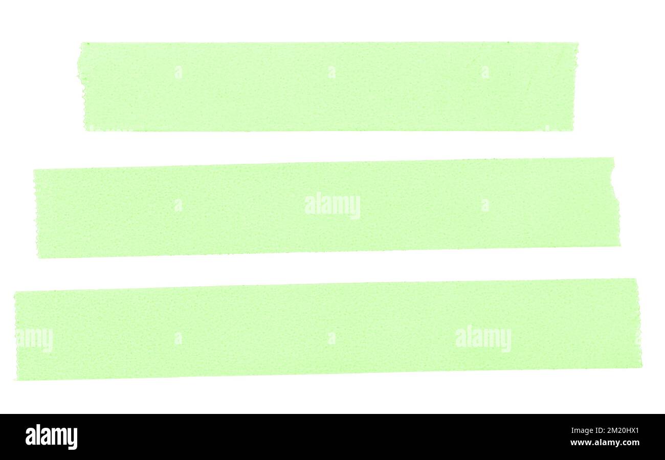 Jeu de ruban papier adhésif vert vierge isolé sur fond blanc. Maquette de modèle Banque D'Images