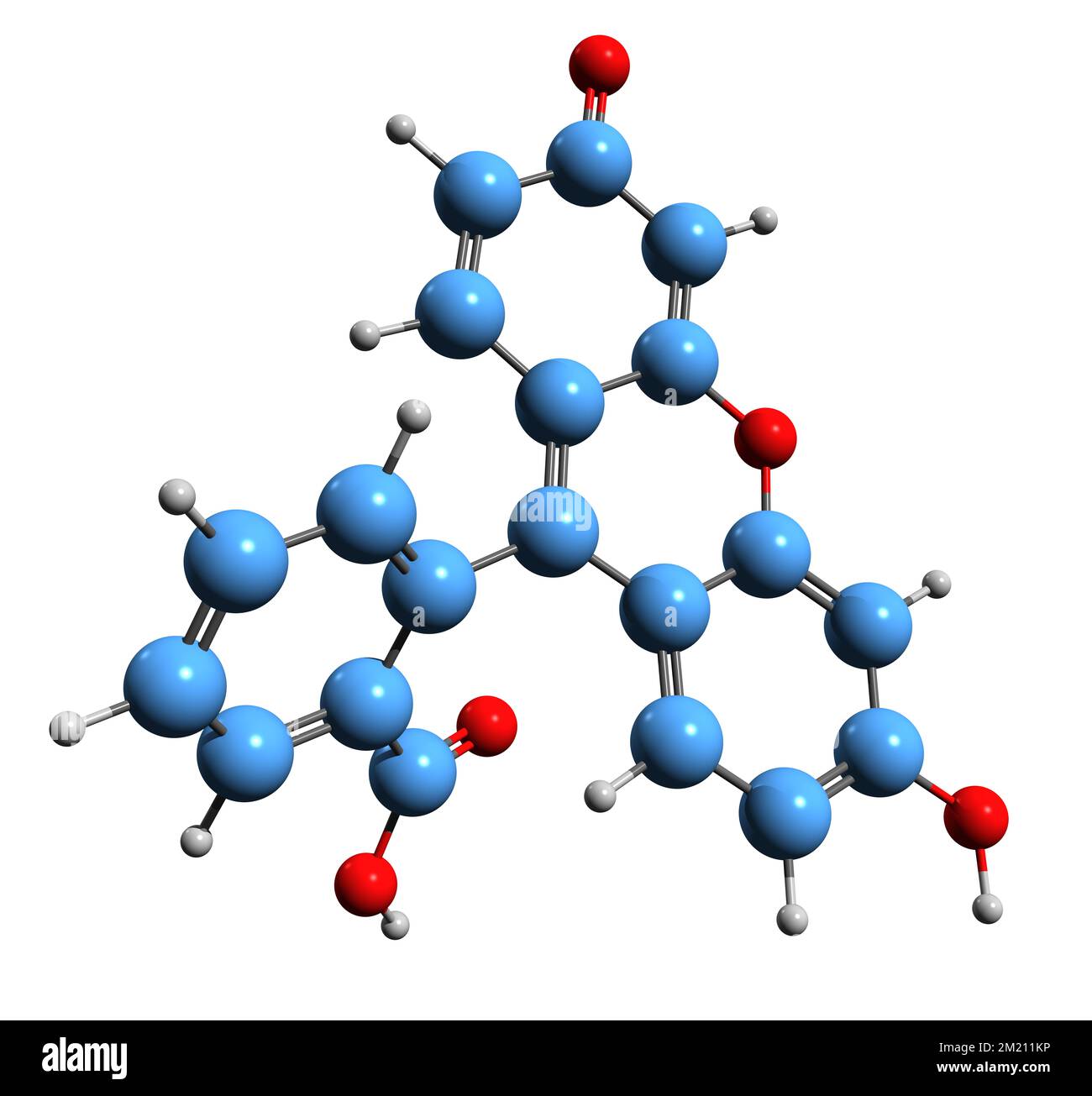 3D image de la formule squelettique de fluorescéine structure