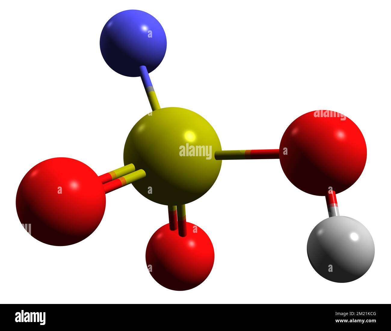 3D image de la formule squelettique de l'acide fluorosulfurique - structure chimique moléculaire de l'acide sulfurofluorique isolé sur fond blanc Banque D'Images