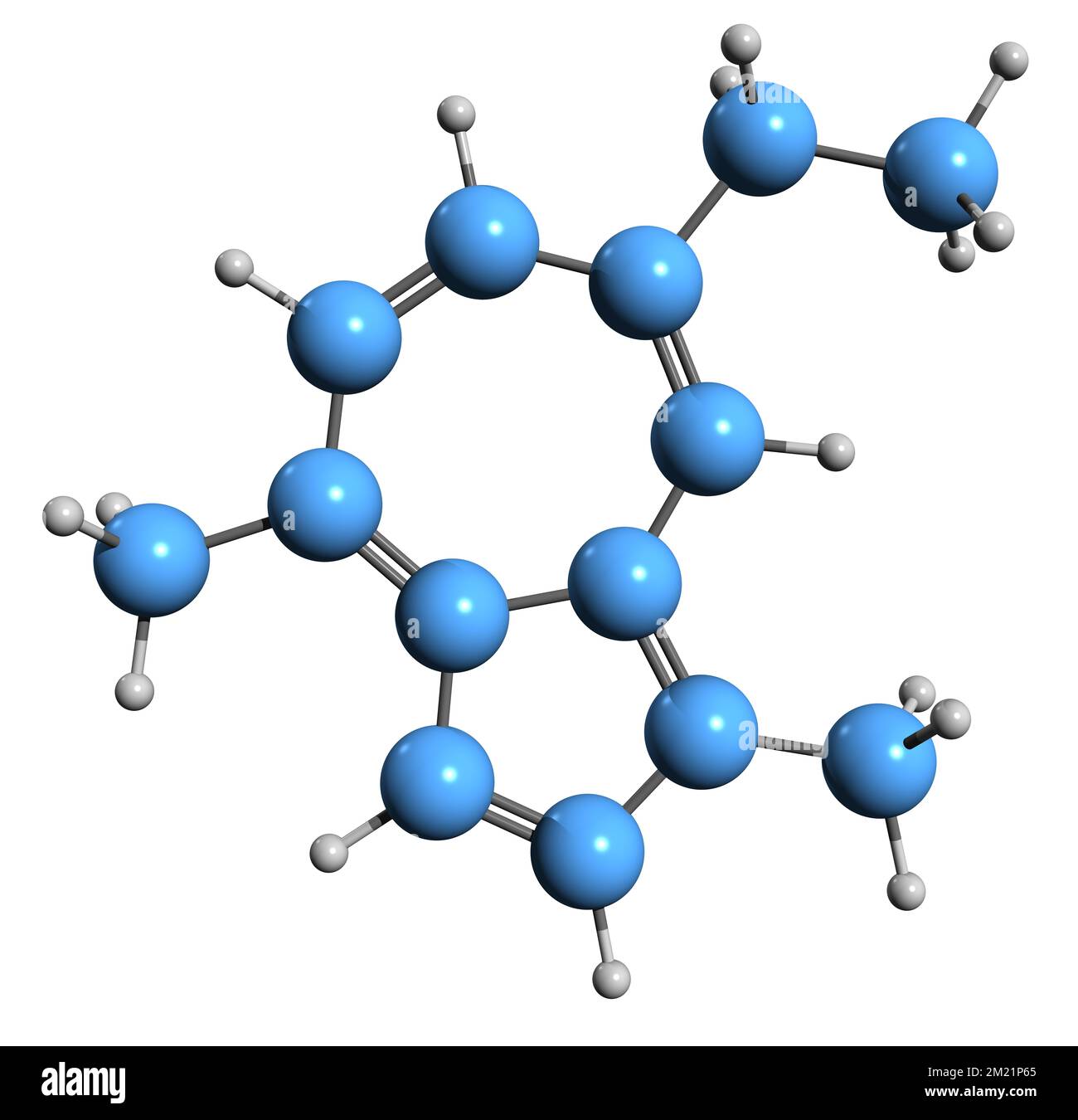 3D image de la formule squelettique du chamazulène - structure chimique moléculaire du diméthulène isolé sur fond blanc Banque D'Images