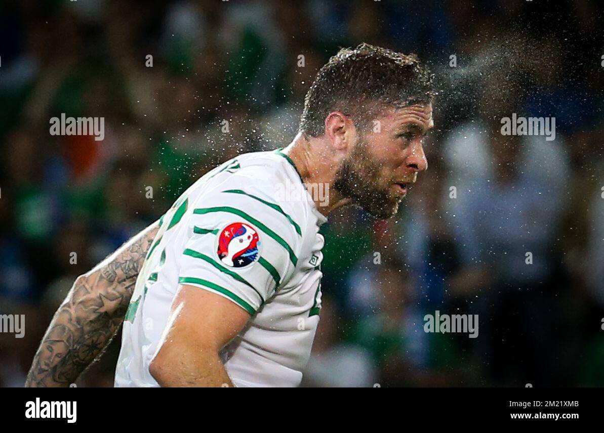 Daryl Murphy d'Irlande photographié en action lors d'un match de football entre l'Irlande et l'Italie, dans le groupe E de l'étape de groupe des Championnats d'Europe de l'UEFA Euro 2016, mercredi 22 juin 2016 à Villeneuve-d'Ascq, France. Banque D'Images