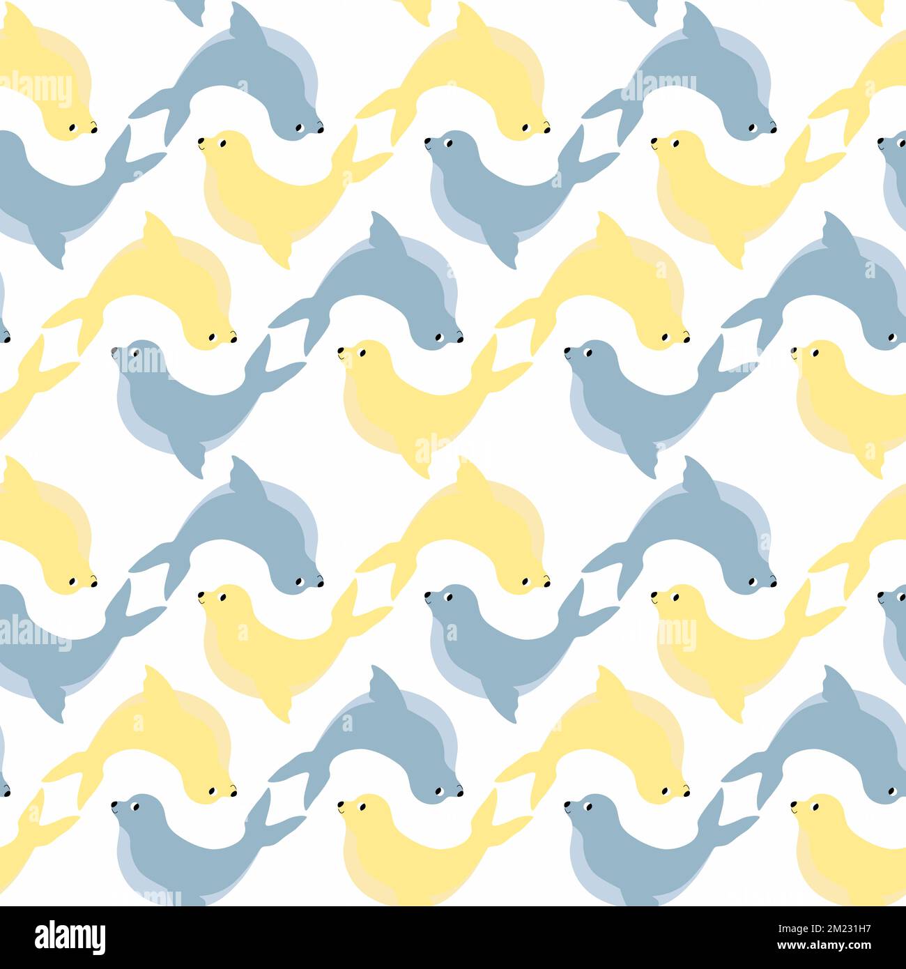 Motif vectoriel sans couture avec joint.créatures de dessin animé sous-marin.arrière-plan marin.joli motif océan pour tissu, vêtements pour enfants, textiles, emballage Illustration de Vecteur