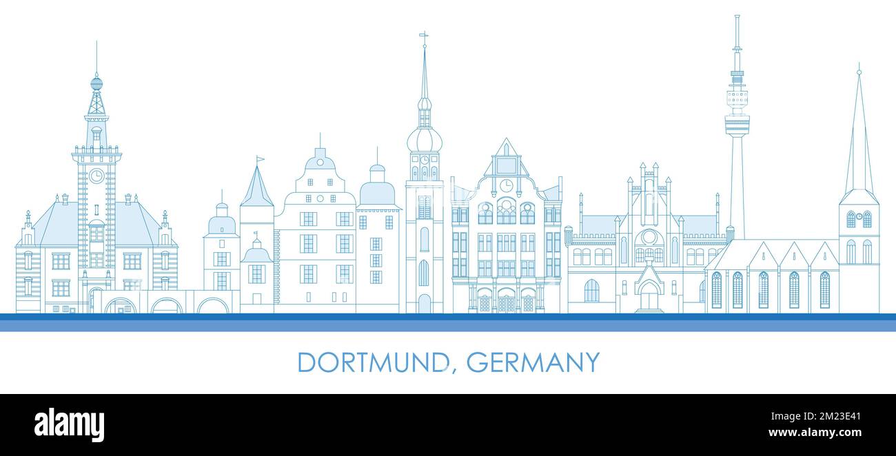 Aperçu Skyline panorama de la ville de Dortmund, Allemagne - illustration vectorielle Illustration de Vecteur