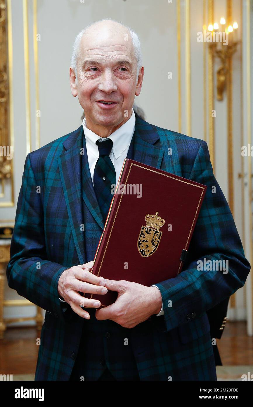 Chevalier Albert Vandervelden (antiquaire) photographié lors d'une réception avec le couple royal pour les personnes qui ont été trahis par la grâce de la noblesse, le jeudi 17 novembre 2016, au Palais Royal à Bruxelles. Banque D'Images