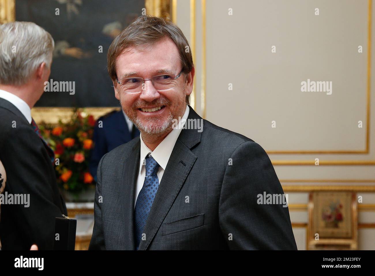 Monsieur Rudi Pauwels (pharmacologue) photographié lors d'une réception avec le couple royal pour les personnes qui ont été trahis par la grâce de la noblesse, le jeudi 17 novembre 2016, au Palais Royal de Bruxelles. Banque D'Images