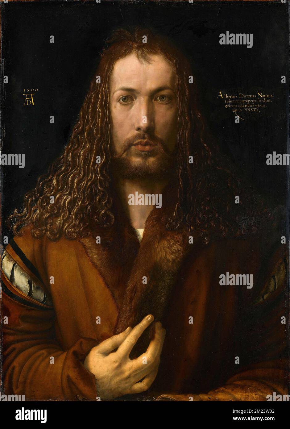 Autoportrait de Dürer à 28 (1500). Autoportrait par Albrecht Dürer, peinture par Albrecht Dürer, Albrecht Dürer (1471 – 1528), peintre allemand Banque D'Images