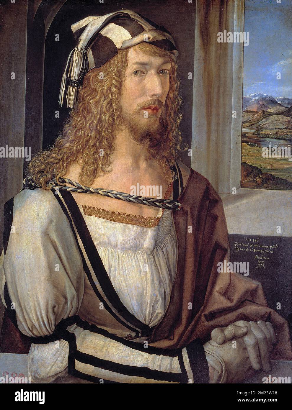 Autoportrait de Dürer à 26, 1497, autoportrait par Albrecht Dürer, peinture par Albrecht Dürer, Albrecht Dürer (1471 – 1528), peintre allemand Banque D'Images