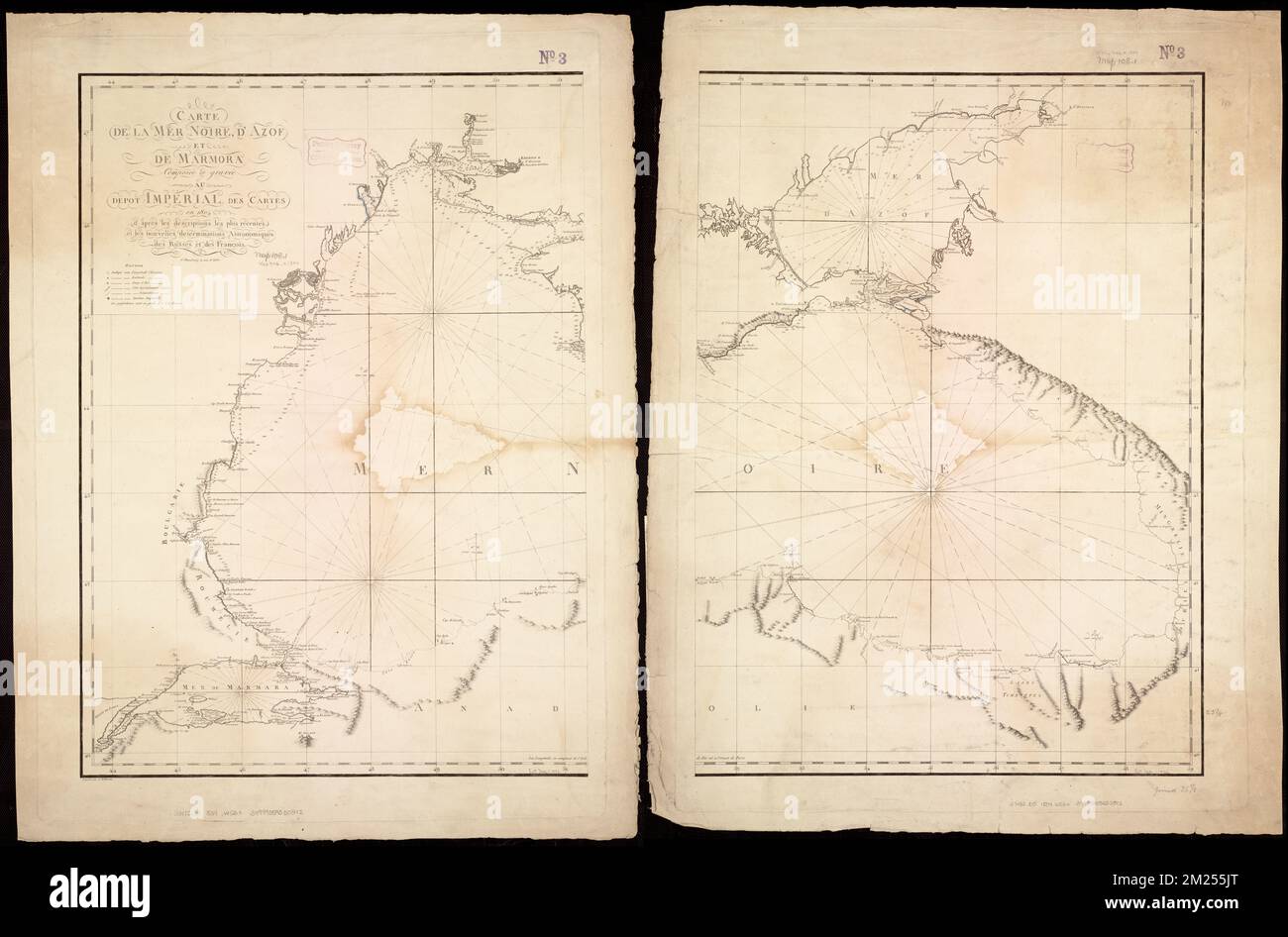 Carte de la mer noire, d'Azof et de Marmora : composition et gravure au dépôt aérien des cartes en 1804 d'après les descriptions les plus centres et les nouvelles déterminations astronomiques des Russes et des François ; Composié par A. Wilbrecht , Mer Noire, cartes, Côte de la Mer Noire Turquie, cartes, Azov, Mer d'Ukraine et de Russie, cartes, Marmara, Mer de Turquie, cartes Norman B. Leventhal Map Centre Collection Banque D'Images