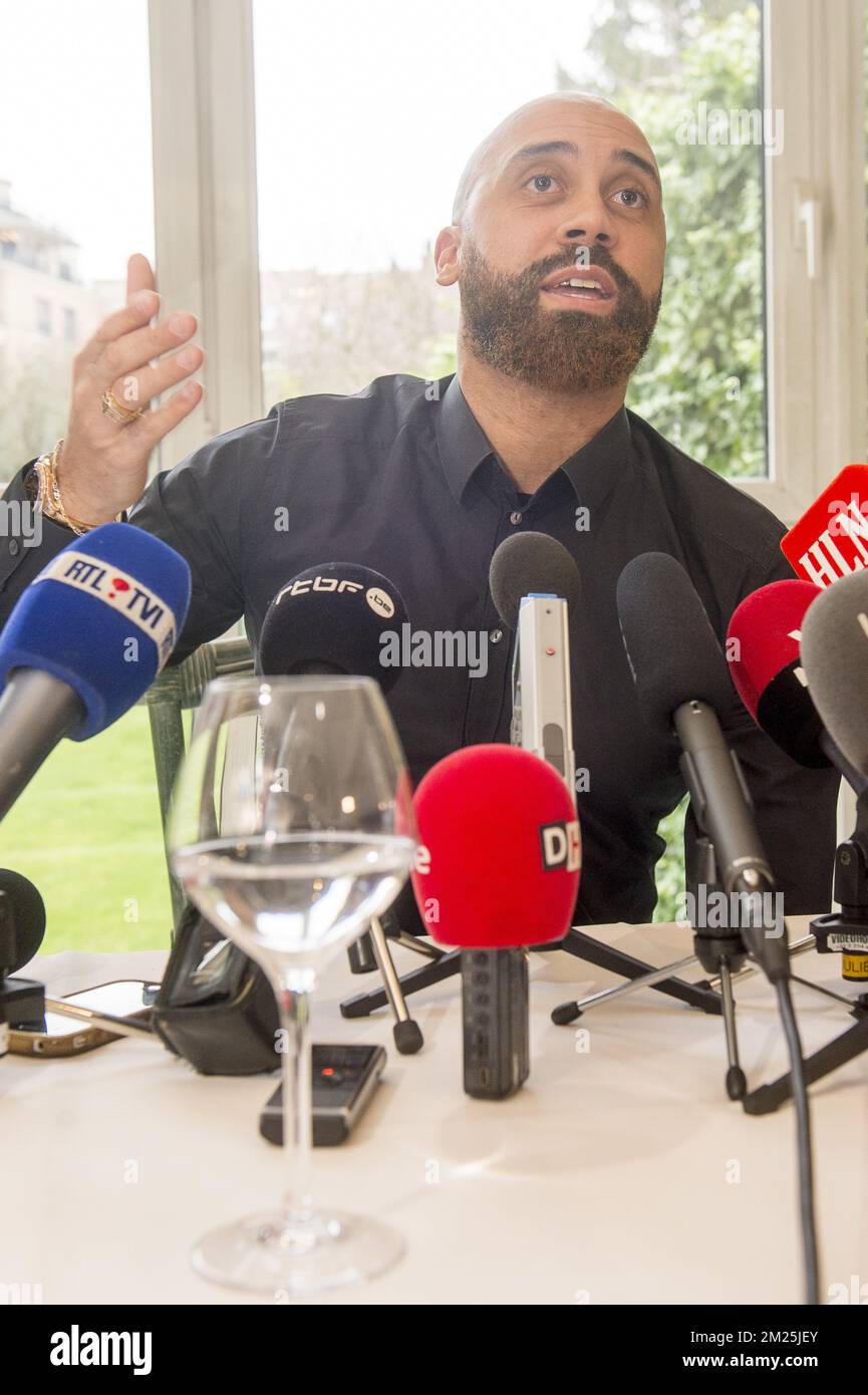 Anthony Vanden Borre photographié lors d'une conférence de presse sur sa carrière, le jeudi 02 mars 2017, à Bruxelles. BELGA PHOTO FILIP DE SMET Banque D'Images
