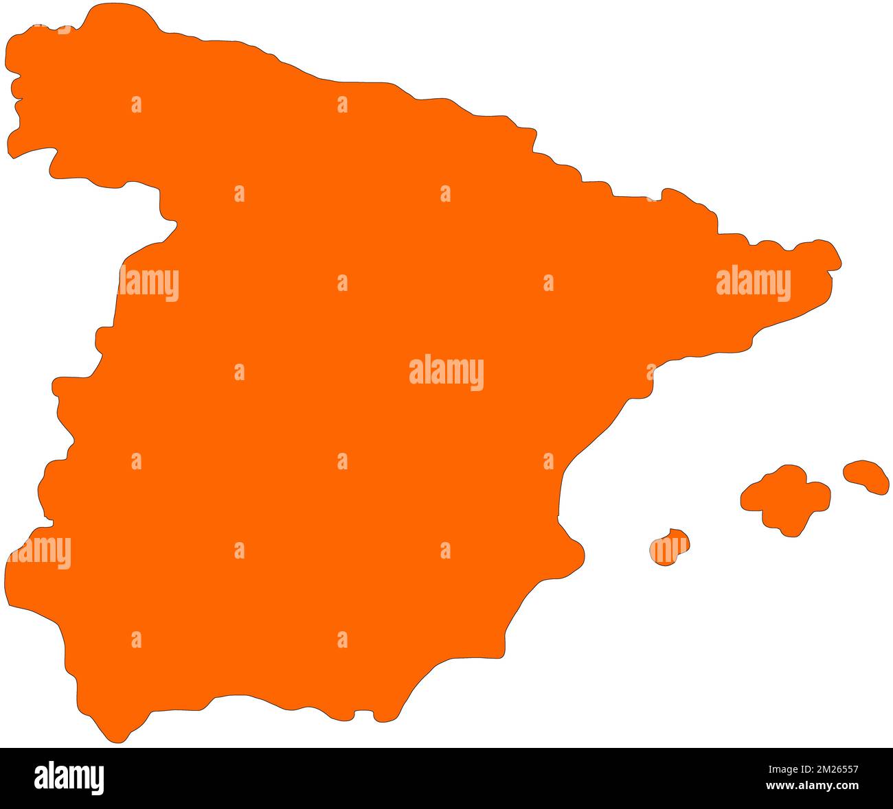 Carte d'Espagne de couleur orange Banque D'Images