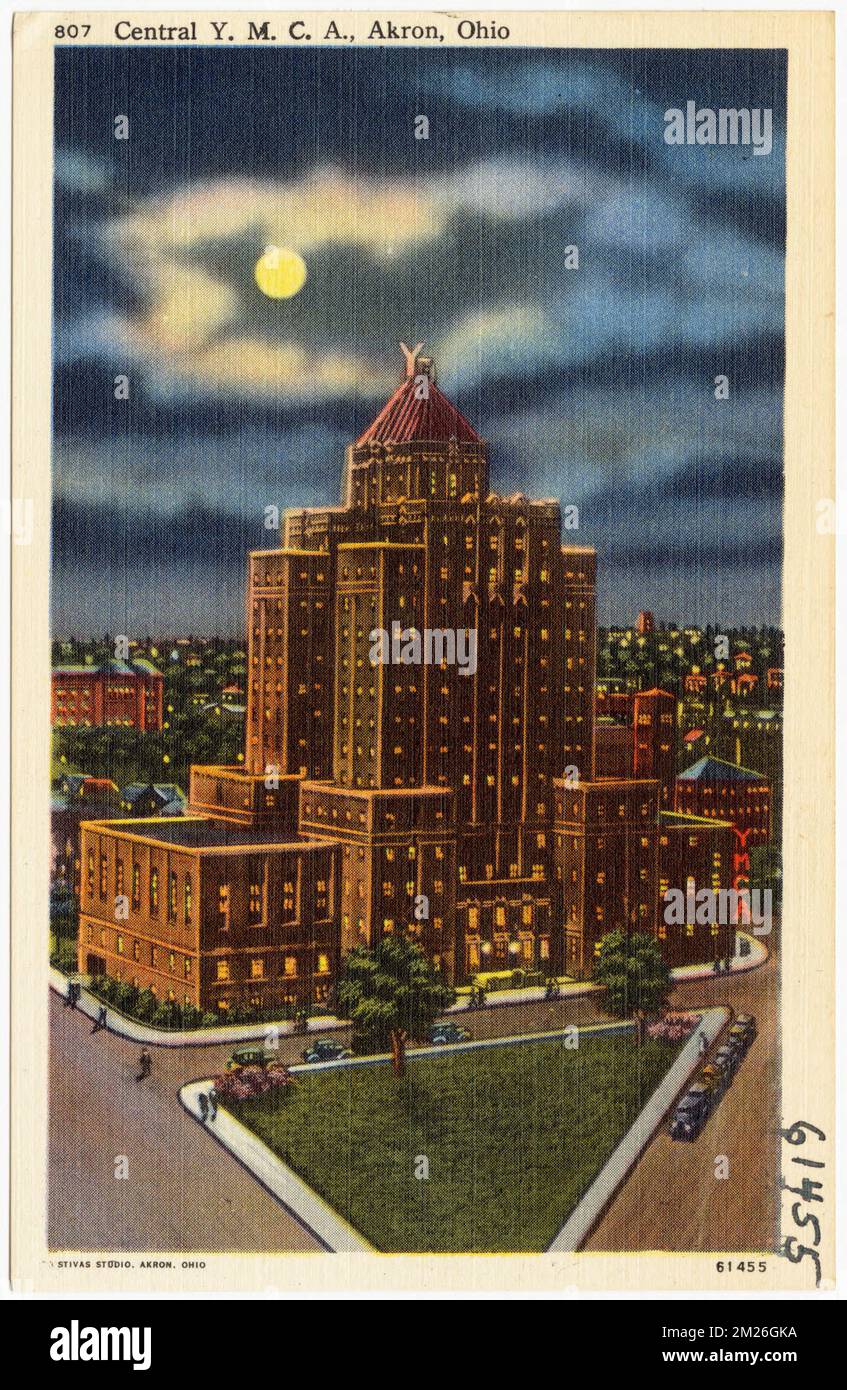 Central Y. M. C. A., Akron, Ohio, installations sportives et récréatives, Tichnor Brothers Collection, cartes postales des États-Unis Banque D'Images