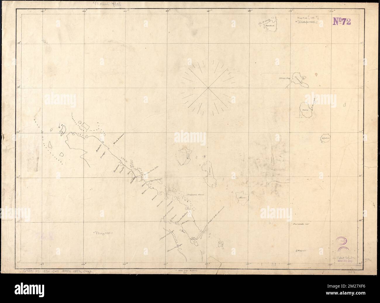 Carte de la côte nord-est de la Nouvelle-Calédonie et d'une partie des Hébrides , Nouvelle-Calédonie, cartes, Vanuatu, cartes, Cartes nautiques, Nouvelle-Calédonie, cartes marines, Vanuatu Norman B. Leventhal Map Center Collection Banque D'Images