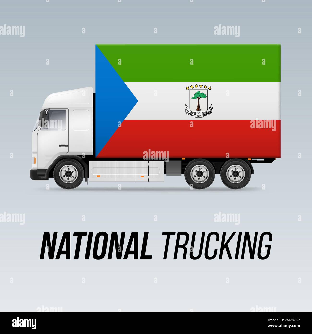 Symbole de camion de livraison nationale avec drapeau de Guinée équatoriale. Motif drapeau et icône National Trucking Illustration de Vecteur