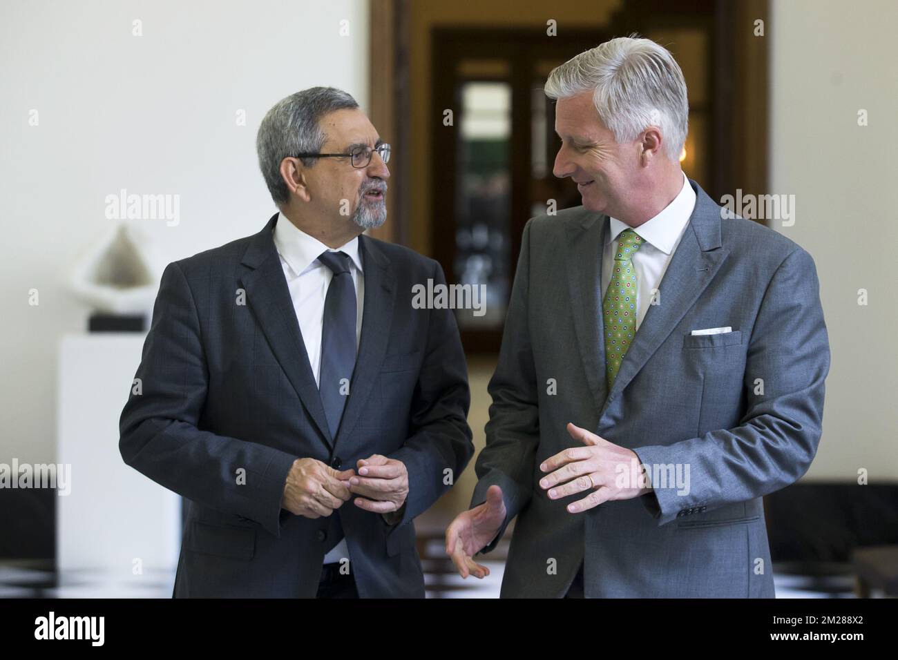 Le Président du Cap-Vert Jorge Carlos Fonseca et le Roi Philippe - Filip de Belgique photographiés lors d'un audience royale au Palais Royal de Bruxelles, mardi 11 juillet 2017. BELGA PHOTO KRISTOF VAN ACCOM Banque D'Images