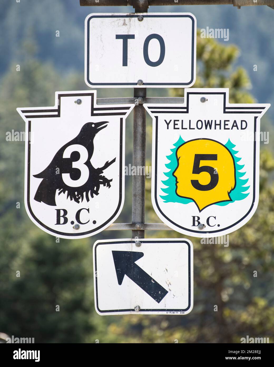 Panneaux de jonction d'autoroute à Hope, Colombie-Britannique, Canada Banque D'Images