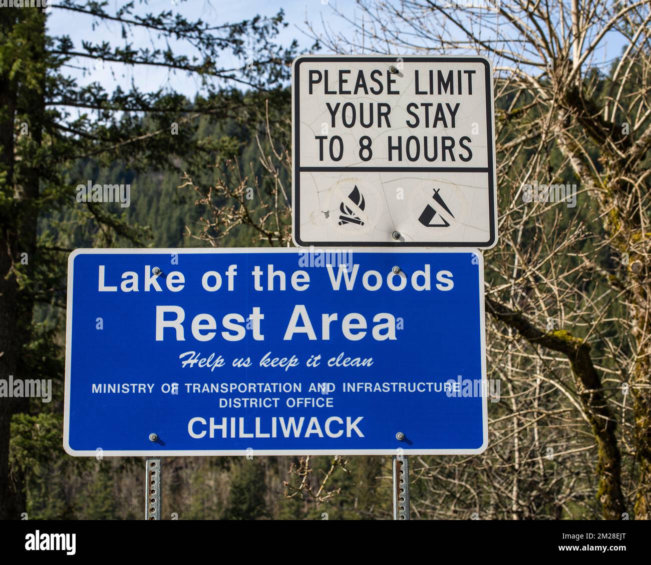 Panneau de la région du lac des Bois Rest à Chilliwack, Colombie-Britannique, Canada Banque D'Images