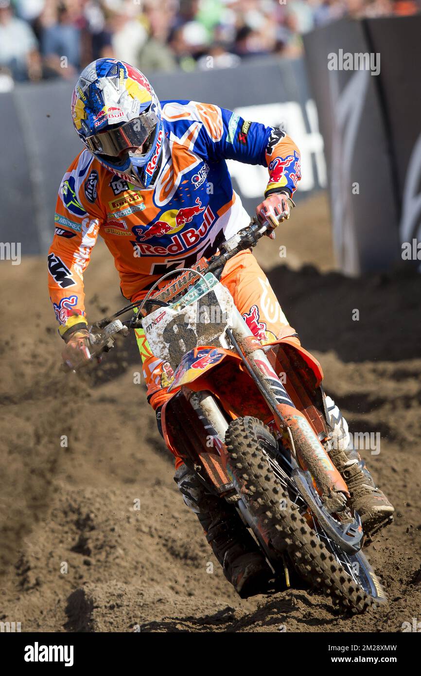 Dutch Jeffrey Herlings photographié pendant le Grand Prix de Belge MXGP de motocross, dimanche 06 août 2017 à Lommel. BELGA PHOTO KRISTOF VAN ACCOM Banque D'Images