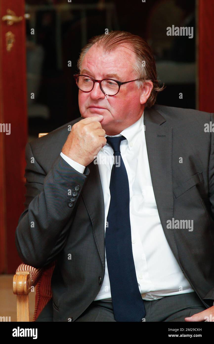 Jean-Pierre Luxen (Fedasil) photographié lors d'une visite de trois jours du Secrétaire d'Etat à la politique d'asile et à la migration en République libanaise, lundi 04 septembre 2017 à Beyrouth. BELGA PHOTO BRUNO FAHY Banque D'Images