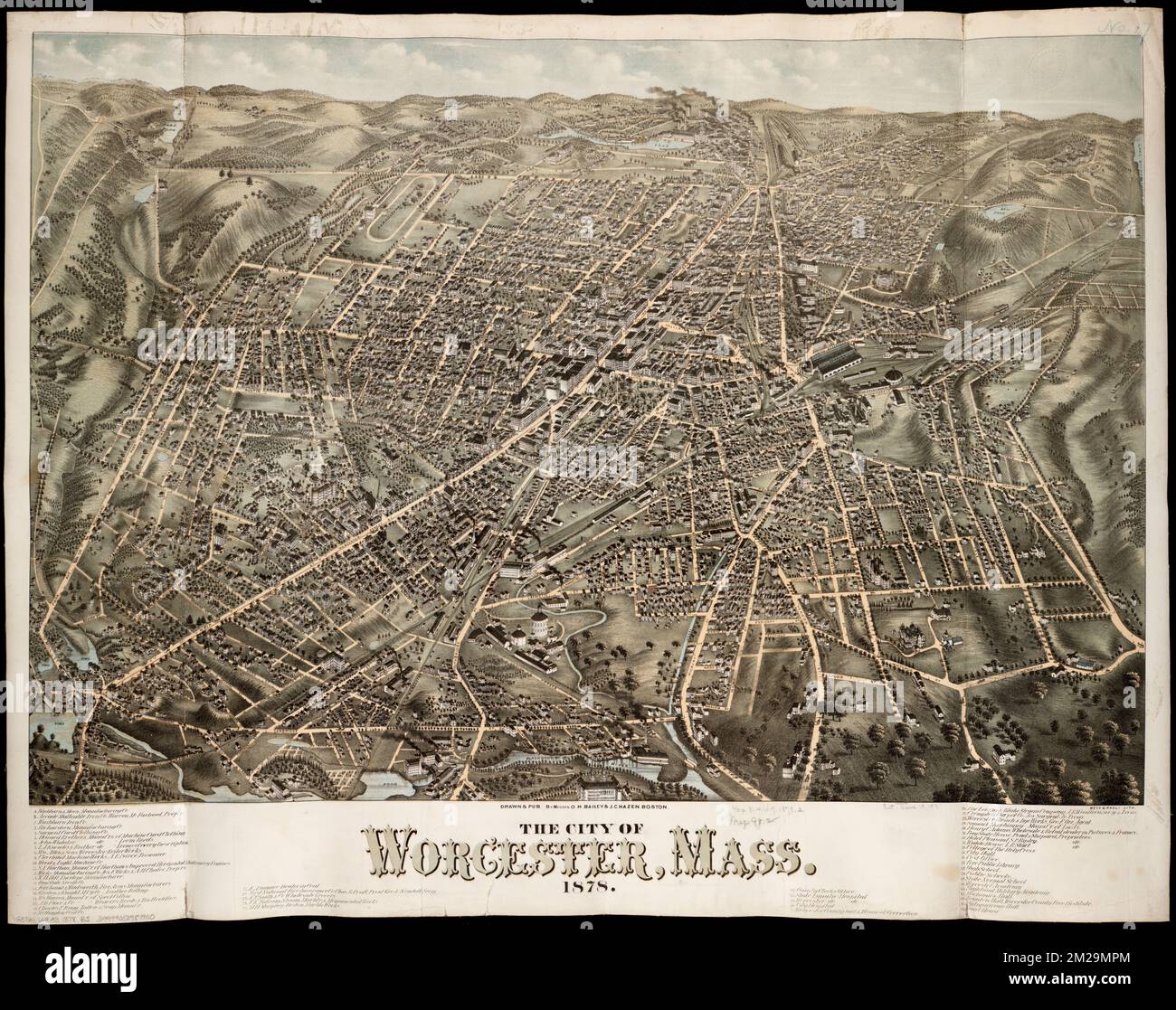 La ville de Worcester, Mass : 1878 , Worcester Mass., vues aériennes Norman B. Leventhal Map Center Collection Banque D'Images
