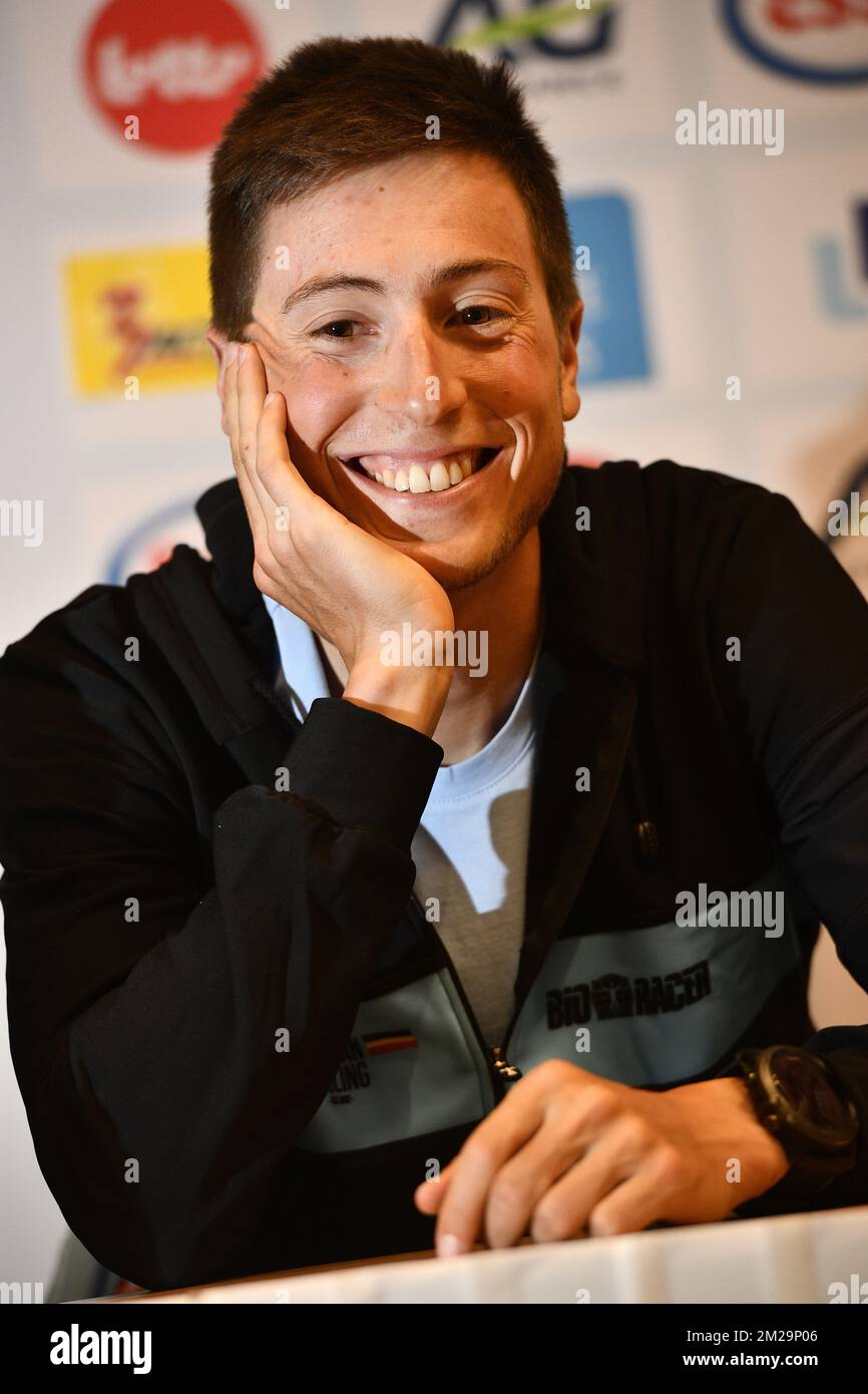 Jens Keukeleire belge d'Orica Scott photographié lors d'une conférence de presse avant les Championnats du monde de cyclisme sur route UCI 2017 à Bergen, Norvège, le mardi 19 septembre 2017. BELGA PHOTO YORICK JANSENS Banque D'Images