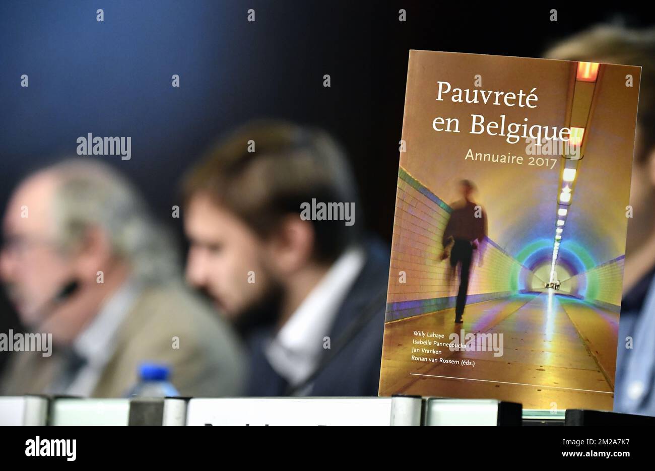 L'illustration montre le rapport annuel sur la pauvreté lors d'une conférence de presse pour présenter le rapport annuel fédéral sur la pauvreté (Annuaire Federal 2017, pauvrete en belgique - Jaarboek Armoede 2017), à Bruxelles, le mercredi 11 octobre 2017. BELGA PHOTO ERIC LALMAND Banque D'Images