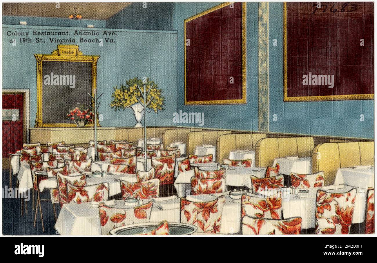 Restaurant Colony, Atlantic Ave., au 19th St., Virginia Beach, Virginie , Restaurants, Tichnor Brothers Collection, cartes postales des États-Unis Banque D'Images
