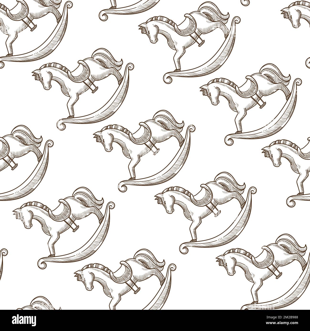 Cheval à bascule ou poney, jouet pour enfants motif sans couture Illustration de Vecteur