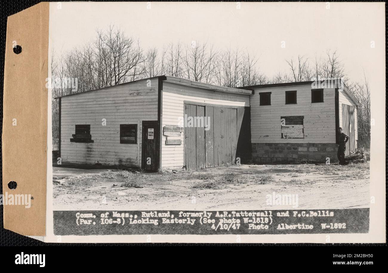 Commonwealth du Massachusetts, anciennement A.R. Tattersall et F.C. Bellis, station de remplissage, à l'est, Rutland, Massachusetts, 10 avril 1947 : Numéro de parcelle 106-8 , travaux nautiques, immobilier, stations-service Banque D'Images
